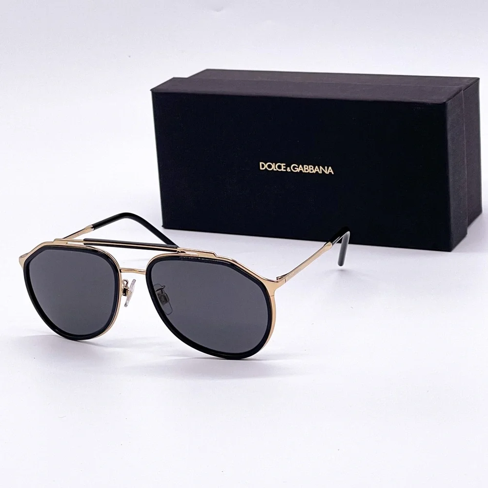 NEW DG2277 02/87 AVIATOR SUNGLASSES DOLCE&GABBANA DG 2277 BLACK GOLD EYEWEAR